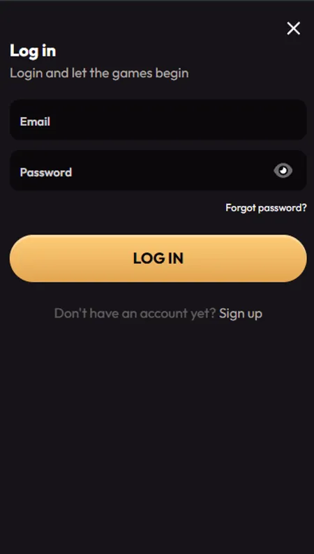 Mad Casino login screen with email and password fields